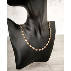 Chaîne Grain De Café 5MM X 45 CM Plaqué or 18 CARATS 750/1000 Bijoux NEUF