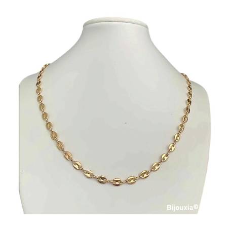 Chaîne Grain De Café 50 CM Plaqué or 18 CARATS 750/1000 Bijoux Homme