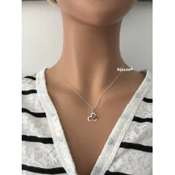 Collier Pendentif Cœur Coccinelle En Argent Massif 925/000 Rhodié Bijou Enfant