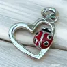 Pendentif Coeur Coccinelle En Argent Massif 925/000 Bijoux Enfant