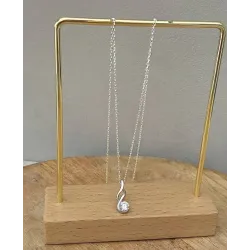 Collier Glamour Pendentif Cristal Zirconium En Argent Massif 925/000