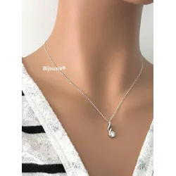 Collier Glamour Pendentif Cristal Zirconium En Argent Massif 925/000