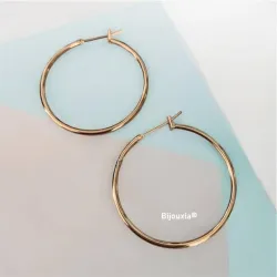 Boucles D'oreilles Créoles Diamètre 3cm Plaqué Or 18 CARATS 750/000