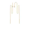Boucles D'oreilles Chaîne Traversante Double Passage Cristal Rond En Plaqué Or 18 Carats