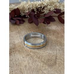 Bague Bicolore en Acier Inoxydable&Plaqué or 3 microns Bijoux T 52 à 70 MIXTE