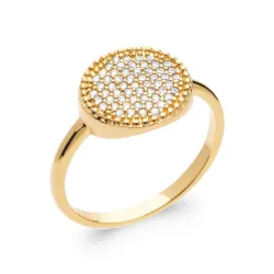 Bague Microserti Pavé Oxyde de Zirconium En Plaqué Or 18 Carats T50 à 60