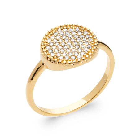 Bague Microserti Pavé Oxyde de Zirconium En Plaqué Or 18 Carats T50 à 60