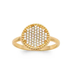 Bague Microserti Pavé Oxyde de Zirconium En Plaqué Or 18 Carats T50 à 60