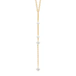 Collier Chaîne & Tige Pendante Cristaux Zirconium En Plaqué Or 18 Carats 750/000