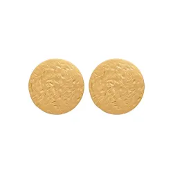 Boucle D'oreilles Puces Plates Martelées En Plaqué Or 18 Carats 750/000