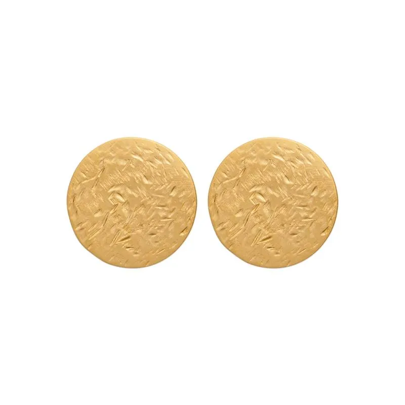 Boucle D'oreilles Puces Plates Martelées En Plaqué Or 18 Carats 750/000