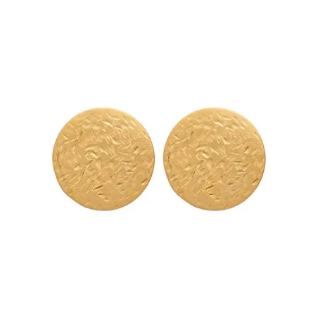 Boucle D'oreilles Puces Plates Martelées En Plaqué Or 18 Carats 750/000