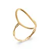 Bague Motif Chaîne Grand Cercle Ovale en Plaqué Or 18 Carats Tailles 50 à 60