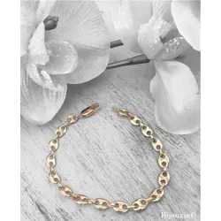 Bracelet Maille Grain De Café 21CM X 6MM Plaqué or 18 CARATS 750/1000