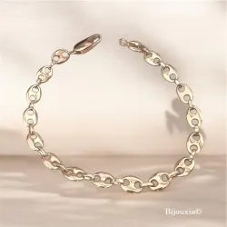Bracelet Maille Grain De Café 19CM X 6MM Plaqué or 18 CARATS 750/1000