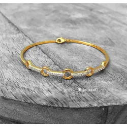 Bracelet Jonc Cercles Zirconium Ouvrable Plaqué or 18 CARATS