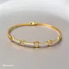 Bracelet Jonc Cercles Zirconium Ouvrable Plaqué or 18 CARATS