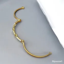 Bracelet Jonc Cercles Zirconium Ouvrable Plaqué or 18 CARATS