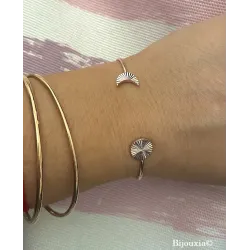 Jonc Ouvert Lune / Astre Plaqué or 18 Carats 750/1000