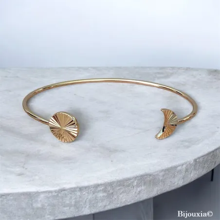 Jonc Ouvert Lune / Astre Plaqué or 18 Carats 750/1000