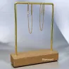 Boucles D'oreilles Chaîne Traversante Double Passage Cristaux zirconium En Plaqué Or 18 Carats