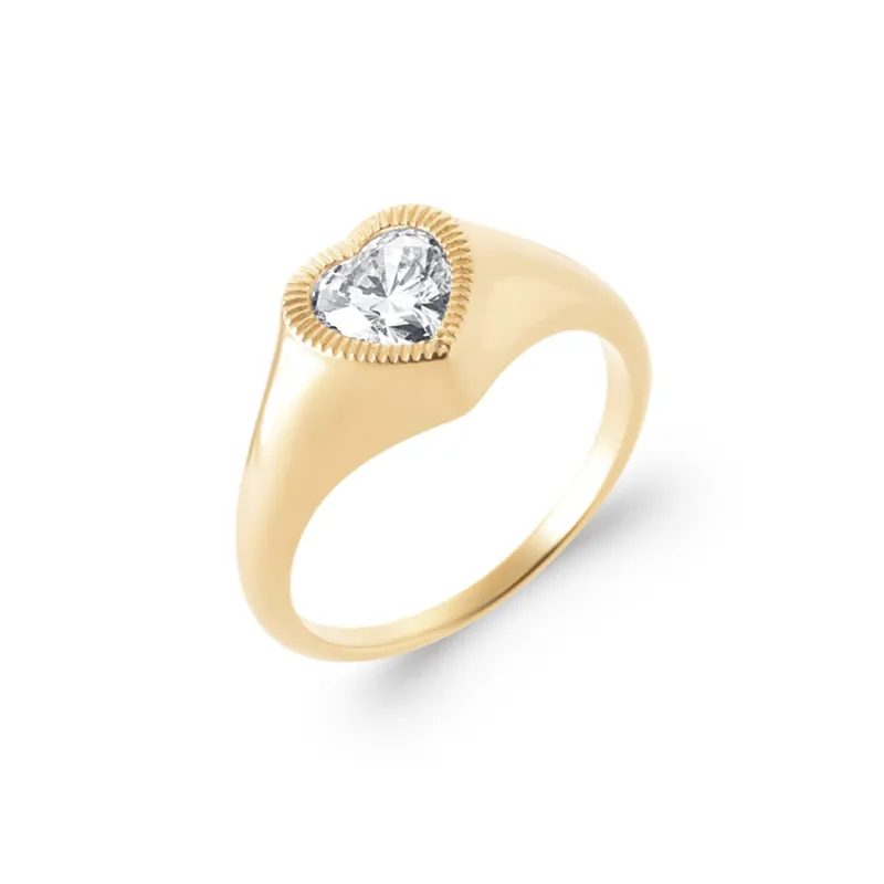 Bague Cristal Cœur Blanc En Plaqué or 18 Carats 750/000 T50 à 62