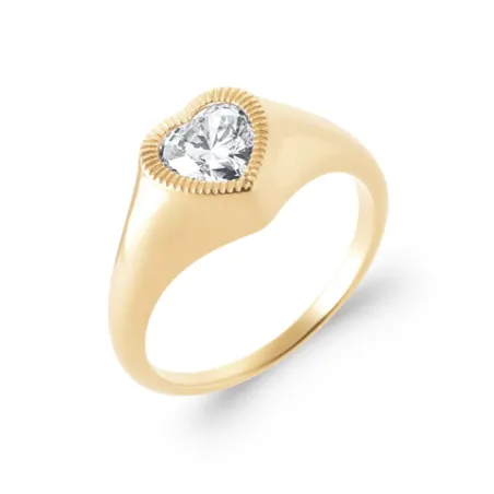 Bague Cristal Cœur Blanc En Plaqué or 18 Carats 750/000 T50 à 62