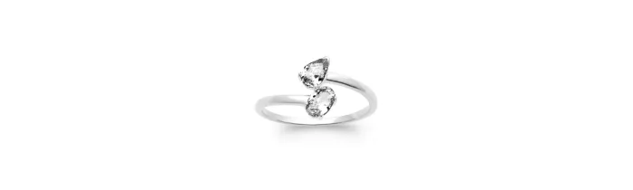 Bague Toi Et Moi Double Cristal Moissanite En Argent 925/1000 T50-52-54-56-58-60