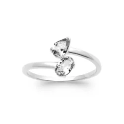 Bague Toi Et Moi Double Cristal Moissanite En Argent 925/1000 T50-52-54-56-58-60