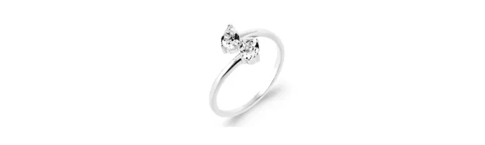 Bague Toi Et Moi Double Cristal Moissanite En Argent 925/1000 T50-52-54-56-58-60
