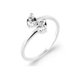 Bague Toi Et Moi Double Cristal Moissanite En Argent 925/1000 T50-52-54-56-58-60