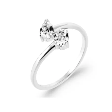 Bague Toi Et Moi Double Cristal Moissanite En Argent 925/1000 T50-52-54-56-58-60