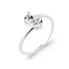 Bague Toi Et Moi Double Cristal Moissanite En Argent 925/1000 T50-52-54-56-58-60
