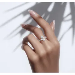 Bague Toi Et Moi Double Cristal Moissanite En Argent 925/1000 T50-52-54-56-58-60