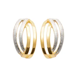 Boucle D'oreilles Demi Créoles ZIRCONIUM Plaqué Or 18 carats