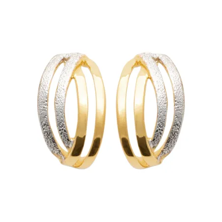 Boucles D'oreilles Demi Créoles ZIRCONIUM Plaqué Or 18 carats