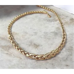 Collier maille palmier en chute 45cm en plaqué or 18 Carats 750/000