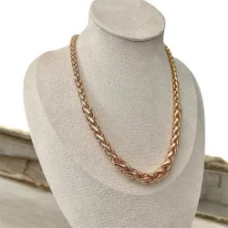 Collier maille palmier en chute 45cm en plaqué or 18 Carats 750/000