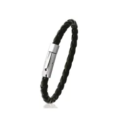 Bracelet CUIR et Acier Inoxydable 6,6CM Bijoux Homme