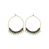 Créoles Pierres Fines Véritable Calcédoine & Grenat Plaqué or 18 Carats 750/000