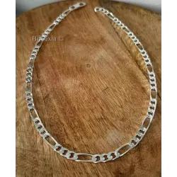 Chaîne Maille Figaro 6MM X 55 CM Argent Massif 925/1000 Bijoux Homme