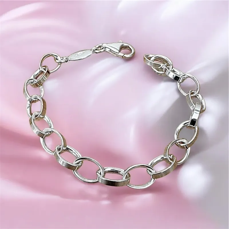 Bracelet Maillons Type Jaseron Ovales 20CM En Argent Massif 925/000