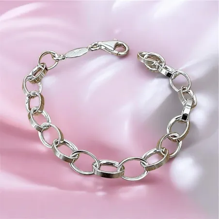 Bracelet Maillons Type Jaseron Ovales 20CM En Argent Massif 925/000