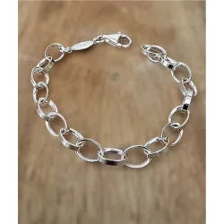 Bracelet Maillons Type Jaseron Ovales 20CM En Argent Massif 925/000