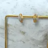 Boucles D'oreilles Demi Créoles ZIRCONIUM Plaqué Or 18 carats