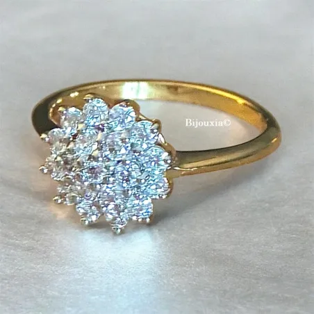 Bague Princesse Marquise ZIRCONIUM Plaqué or 18 CARATS 750/1000 Tailles 50 à 64