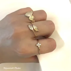 Bague Plumes Plaqué or 18 CARATS 750 Millièmes Tailles 50-52-54-56-58-60