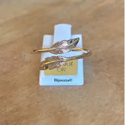 Bague Plumes Plaqué or 18 CARATS 750 Millièmes Tailles 50-52-54-56-58-60