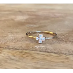 Bague Croix Sertie Zirconium En Plaqué Or 18 Carats 750/000 T50 à 60