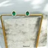 Boucles D'oreilles Marquise Émeraude Zirconium Plaqué Or 18 CARATS 750/1000